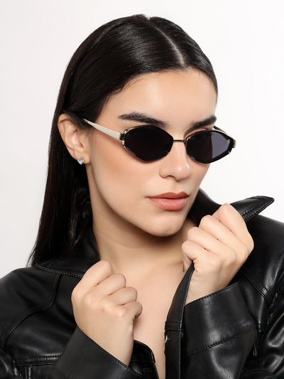 Hunter - Silver & Black Hexagonal Sunglasses (C554CL2227)