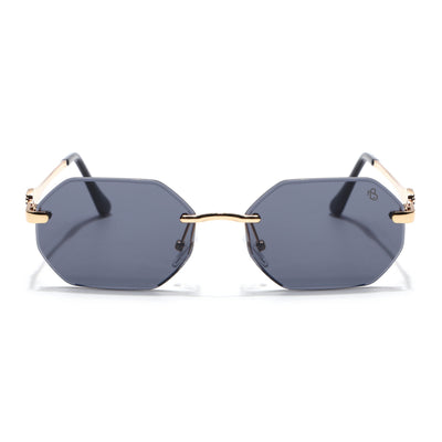 Cooper - Black & Golden  Rimless Sunglasses (C565CL2221)