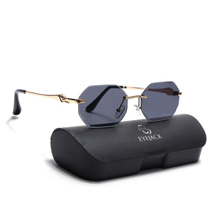 Cooper - Black & Golden  Rimless Sunglasses (C565CL2221)