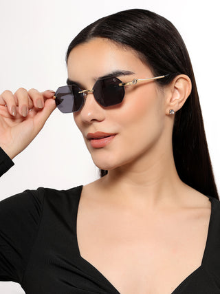 Cooper - Black & Golden  Rimless Sunglasses (C565CL2221)