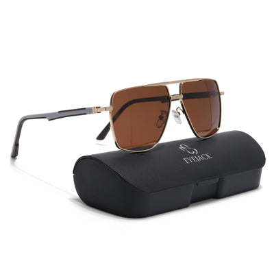Eyejack Aviator Polarized Sunglasses for Men & Women (Brown Lens | Golden Frame - 8015PCL1976)