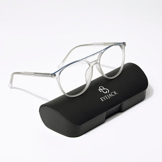 Eyejack Swift Grey & Blue Oval Eyeglasses for Men & Women (MB23002CL139-C4)