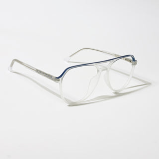 Eyejack Swift Matt Transparent & Blue Aviator Eyeglasses for Men & Women (MB23004CL154-C3)