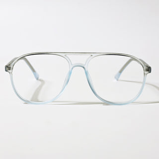 Eyejack Swift Transparent Blue & Black Aviator Eyeglasses for Men & Women (MB23003CL150-C7)