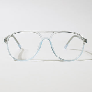 Eyejack Swift Transparent Blue & Grey Aviator Eyeglasses for Men & Women (MB23003CL151-C8)