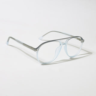 Eyejack Swift Transparent Blue & Grey Aviator Eyeglasses for Men & Women (MB23003CL151-C8)