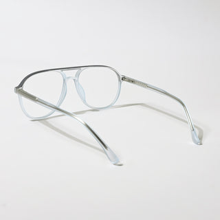 Eyejack Swift Transparent Blue & Grey Aviator Eyeglasses for Men & Women (MB23003CL151-C8)