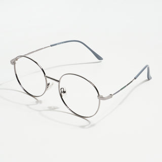 EyeJack Spectra Silver Full Rim Round Eyeglasses for Men & Women (FS93101GE1196-C2)