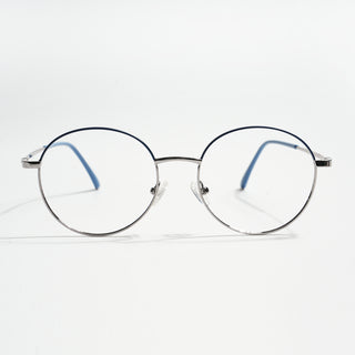 EyeJack Spectra Blue & Silver Full Rim Round Eyeglasses for Men & Women (FS93101GE1199-C4)