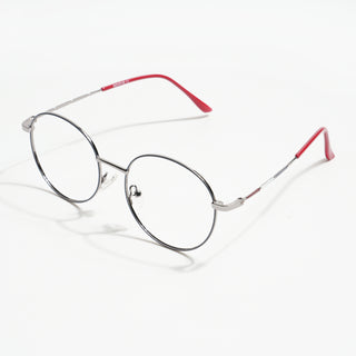 EyeJack Spectra Grey & Silver Full Rim Round Eyeglasses for Men & Women (FS93101GE1200-C5)