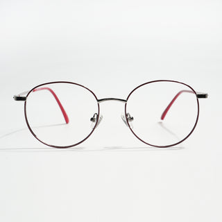 EyeJack Spectra Red & Silver Full Rim Round Eyeglasses for Men & Women (FS93102GE1207-C5)