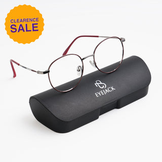 EyeJack Spectra Red & Silver Full Rim Round Eyeglasses for Men & Women (FS93102GE1207-C5)