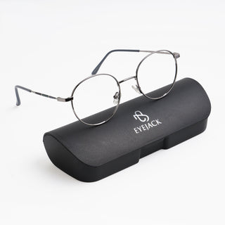 EyeJack Spectra Silver Full Rim Round Eyeglasses for Men & Women (FS93103GE1210-C2)