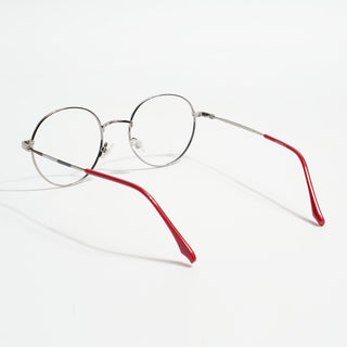 EyeJack Spectra Maroon & Silver Full Rim Round Eyeglasses for Men & Women (FS93105GE1227-C5)