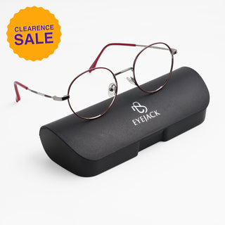 EyeJack Spectra Maroon & Silver Full Rim Round Eyeglasses for Men & Women (FS93105GE1227-C5)