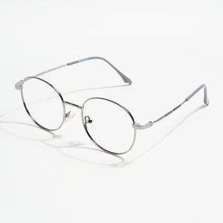 EyeJack Spectra Silver Full Rim Round Eyeglasses for Men & Women (FS93106GE1229-C2)