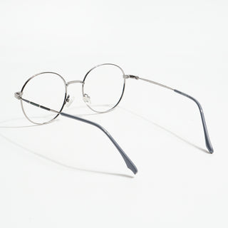 EyeJack Spectra Silver Full Rim Round Eyeglasses for Men & Women (FS93106GE1229-C2)