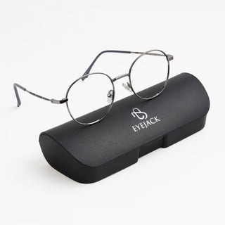 EyeJack Spectra Silver Full Rim Round Eyeglasses for Men & Women (FS93106GE1229-C2)