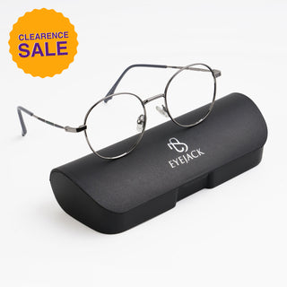 EyeJack Spectra Silver Full Rim Round Eyeglasses for Men & Women (FS93106GE1229-C2)