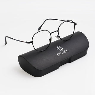 EyeJack Spectra Black Full Rim Round Eyeglasses for Men & Women (FS93108GE1242-C1)