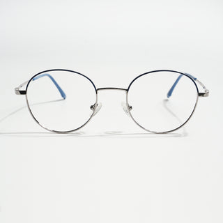 EyeJack Spectra Blue & Silver Full Rim Round Eyeglasses for Men & Women (FS93108GE1244-C4)