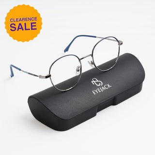 EyeJack Spectra Blue & Silver Full Rim Round Eyeglasses for Men & Women (FS93108GE1244-C4)