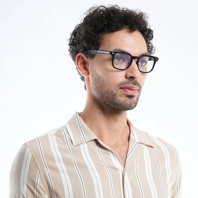 HEXXA Shine Black Square Eyeglasses for Men & Women (S9015CL488-C1)