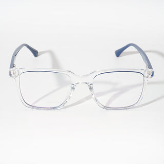 EyeJack Vortex Transparent Blue Rectangle Eyeglasses for Men & Women (SL001CL02-C4)