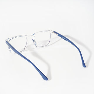 EyeJack Vortex Transparent Blue Rectangle Eyeglasses for Men & Women (SL001CL02-C4)