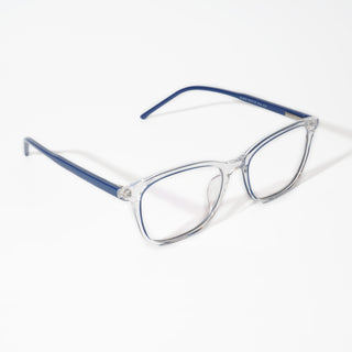 EyeJack Vortex Transparent Blue Rectangle Eyeglasses for Men & Women (SL002CL07-C2)