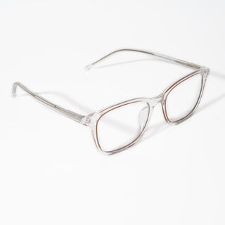 EyeJack Vortex Transparent Brown Rectangle Eyeglasses for Men & Women (SL002CL10-C4)