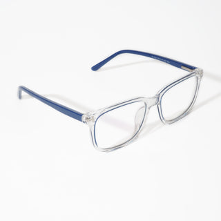 EyeJack Vortex Transparent Blue Rectangle Eyeglasses for Men & Women (SL003CL12-C2)