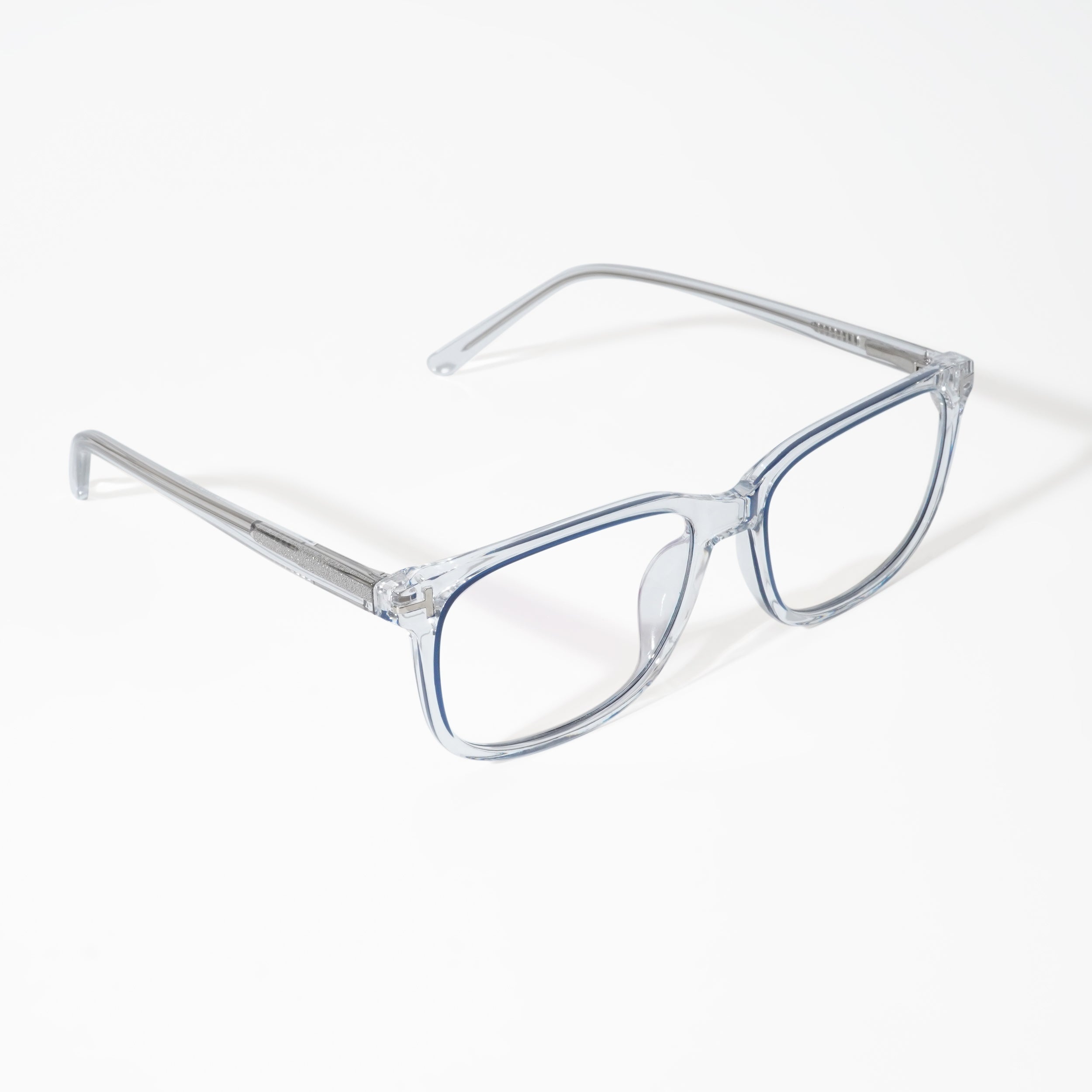 EyeJack Vortex Transparent Blue Rectangle Eyeglasses for Men & Women  (SL003CL14-C4)