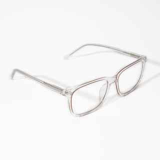 EyeJack Vortex Transparent Brown Rectangle Eyeglasses for Men & Women (SL003CL15-C5)