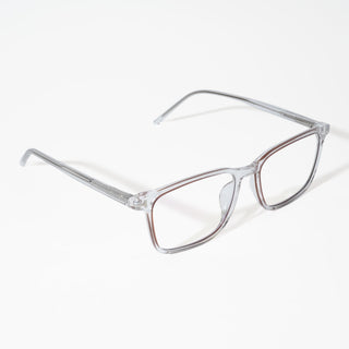 EyeJack Vortex Transparent Brown Rectangle Eyeglasses for Men & Women (SL004CL20-C5)