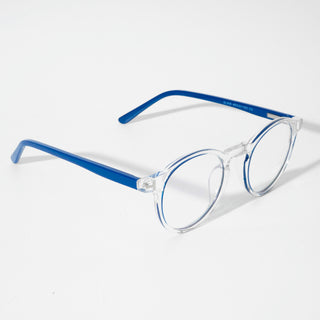 EyeJack Vortex Transparent Blue Round Eyeglasses for Men & Women (SL008CL40-C2)