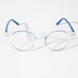 EyeJack Vortex Transparent Blue Round Eyeglasses for Men & Women (SL008CL40-C2)