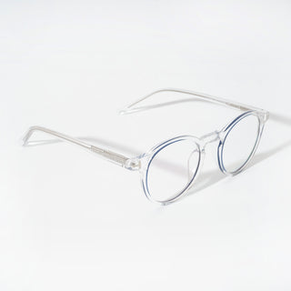 EyeJack Vortex Transparent Blue Round Eyeglasses for Men & Women (SL008CL42-C4)