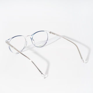 EyeJack Vortex Transparent Blue Round Eyeglasses for Men & Women (SL008CL42-C4)