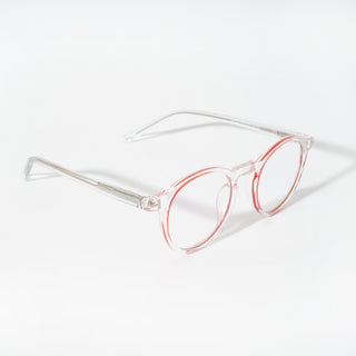 EyeJack Vortex Transparent Red Round Eyeglasses for Men & Women (SL008CL45-C7)