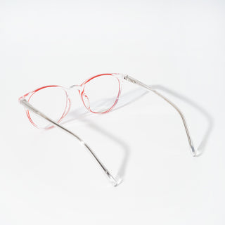 EyeJack Vortex Transparent Red Round Eyeglasses for Men & Women (SL008CL45-C7)