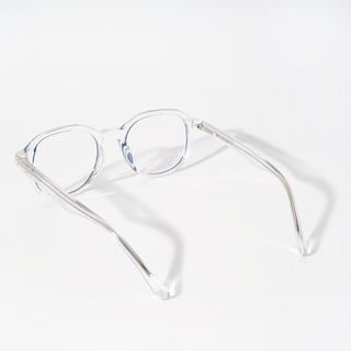 EyeJack Vortex Transparent Blue Round Eyeglasses for Men & Women (SL009CL50-C4)