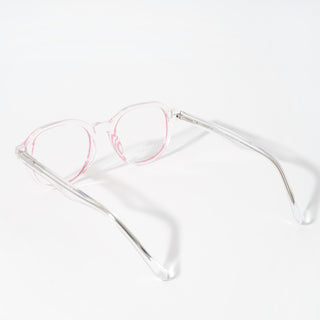 EyeJack Vortex Transparent Pink Round Eyeglasses for Men & Women (SL009CL52-C6)