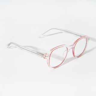 EyeJack Vortex Transparent Red Round Eyeglasses for Men & Women (SL009CL53-C7)