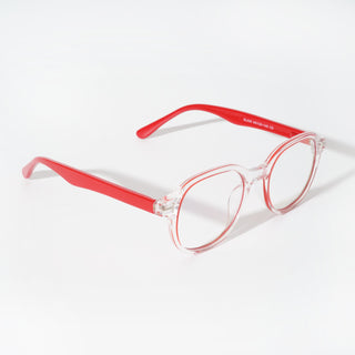 EyeJack Vortex Transparent Red Round Eyeglasses for Men & Women (SL009CL54-C8)