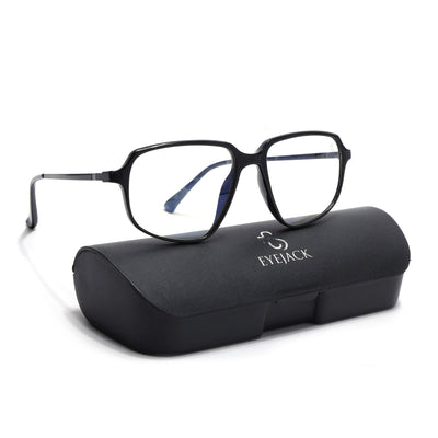 Eyejack Domino Shine Black Square Eyeglasses for Men & Women (TR1004FCL1658-C1)