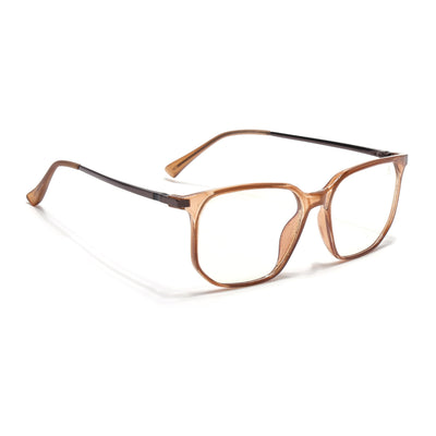Eyejack Domino Shine Brown Square Eyeglasses for Men & Women (TR1005FCL1681-C10)