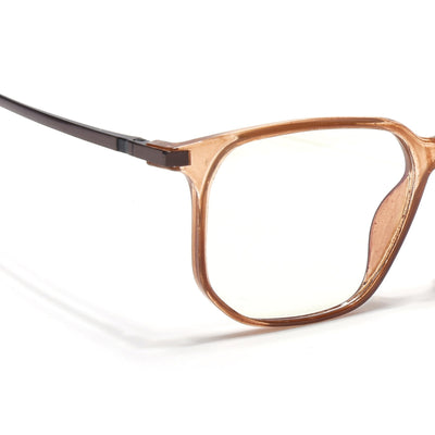 Eyejack Domino Shine Brown Square Eyeglasses for Men & Women (TR1005FCL1681-C10)
