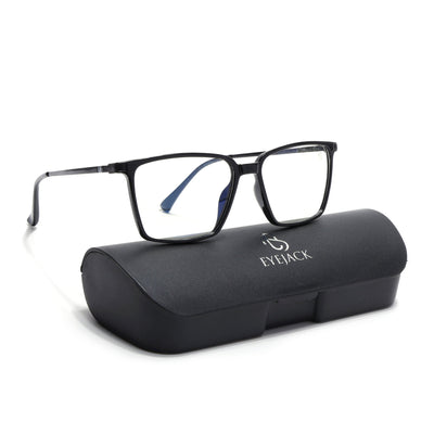 Eyejack Domino Shine Black Square Eyeglasses for Men & Women (TR1007FCL1700-C1)