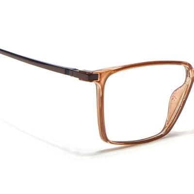 Eyejack Domino Shine Brown Square Eyeglasses for Men & Women (TR1007FCL1709-C10)